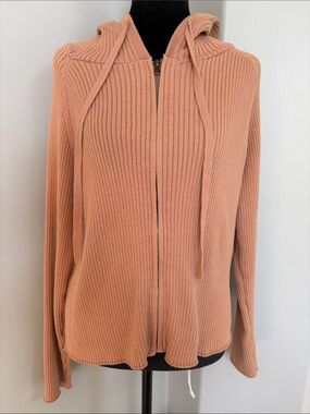 Jackson Rowe Ribbed Zip Hoodie in Dusty Peach